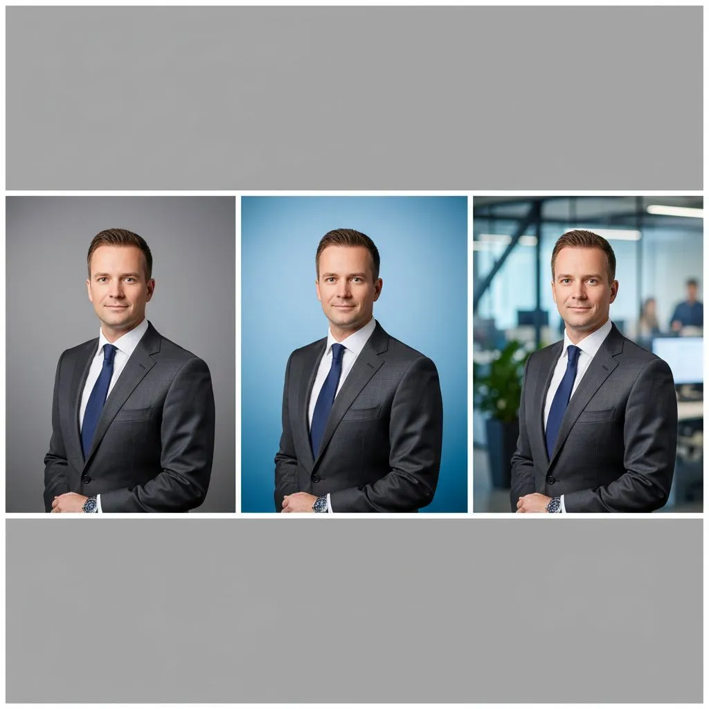 Examples of professional headshot backgrounds for men