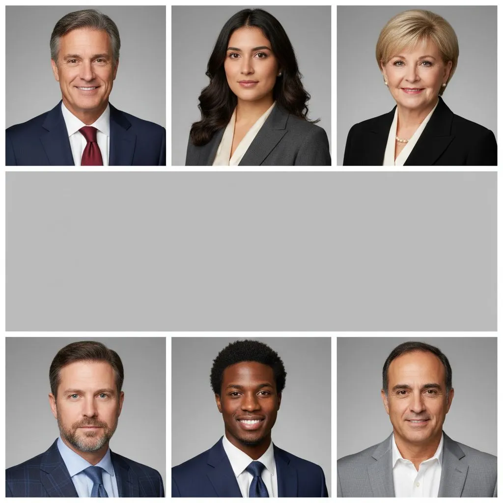 Set of consistent AI-generated executive headshots used across corporate channels