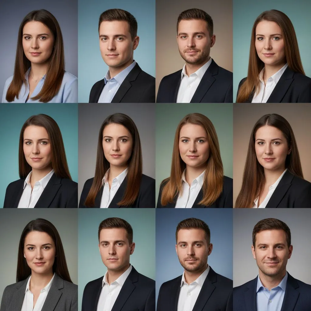 A set of AI-generated headshot styles for software engineers suitable for GitHub and LinkedIn