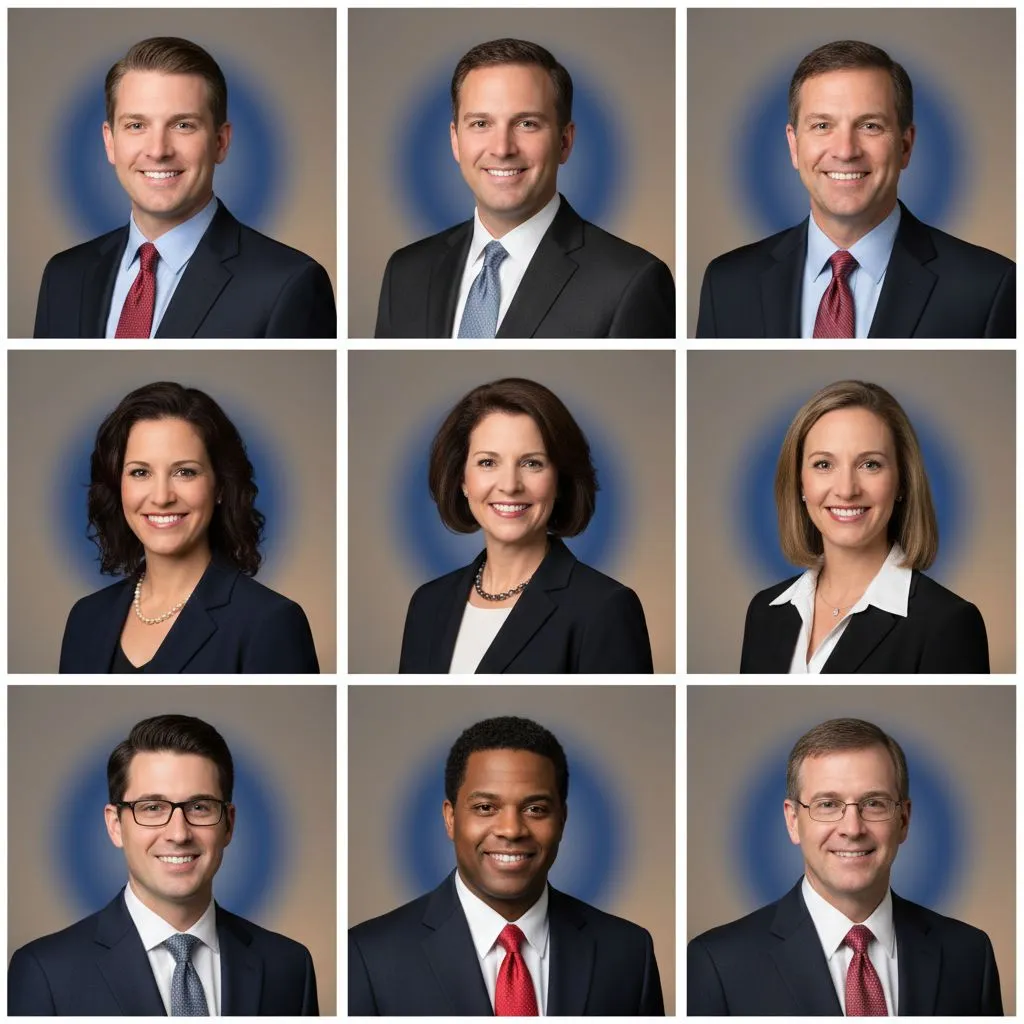 Consistent headshots of a financial advisory team