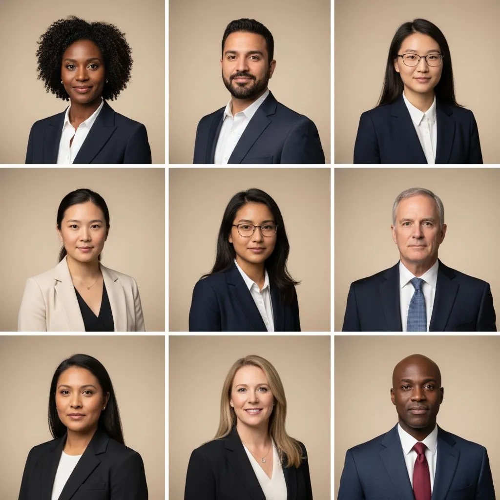 Consistent law firm headshots with unified background and attire