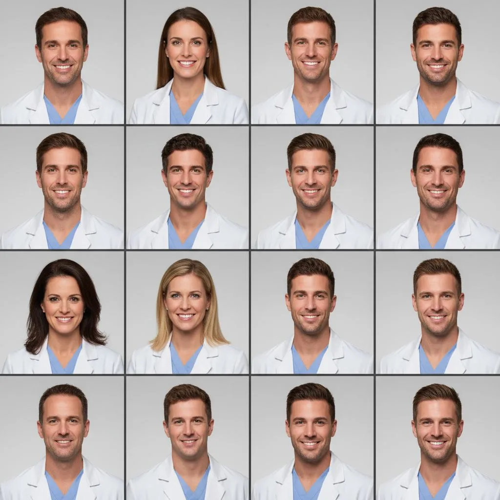 Consistent headshot set for a medical group practice