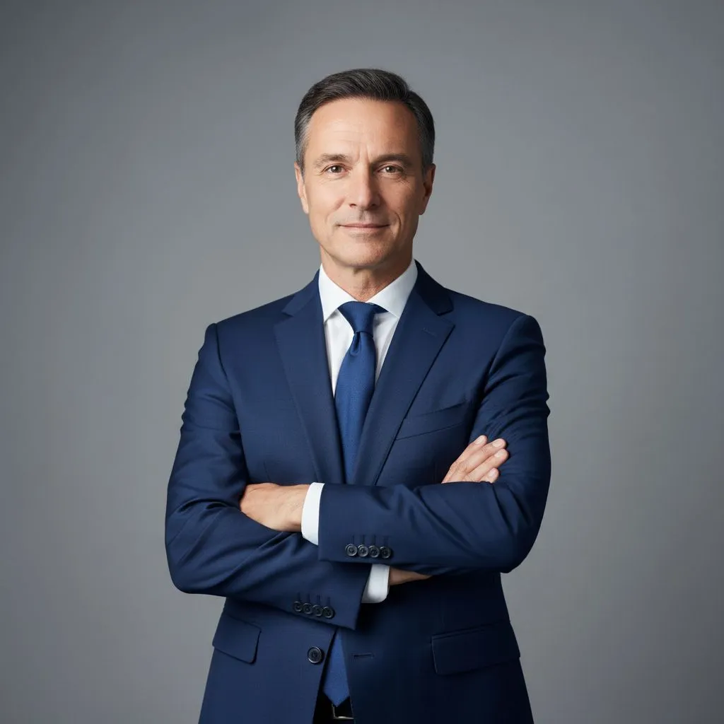 Professional business headshot of a man with neutral background