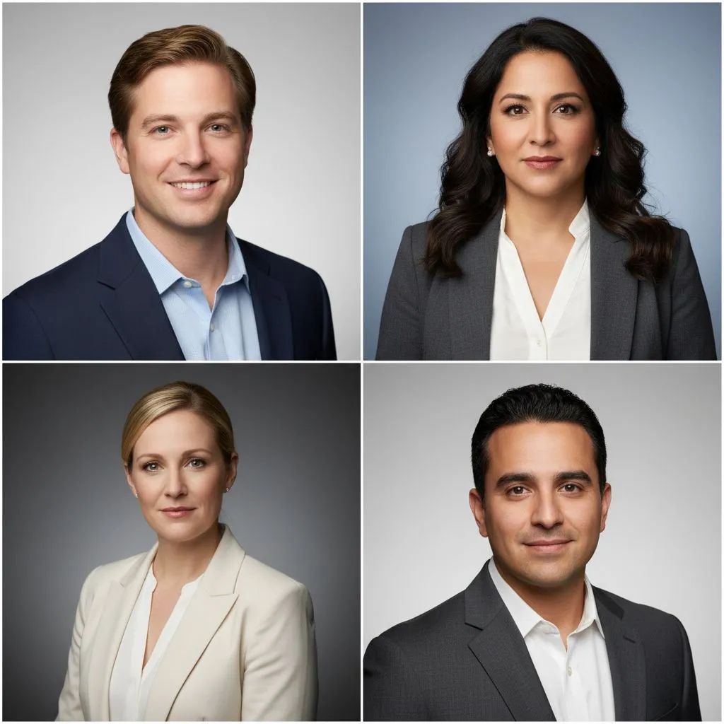 Examples of professional AI-generated business headshots