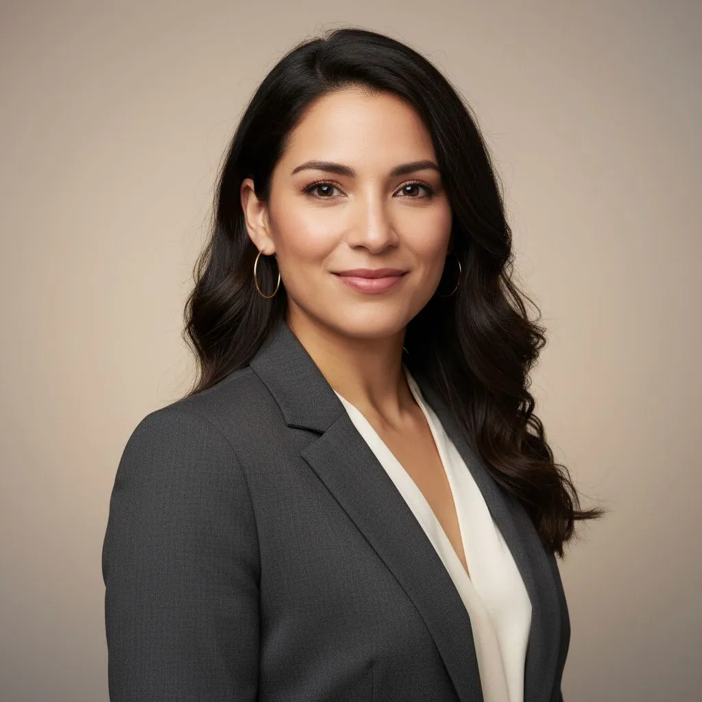 Professional adjusting posture for a natural smile in a headshot