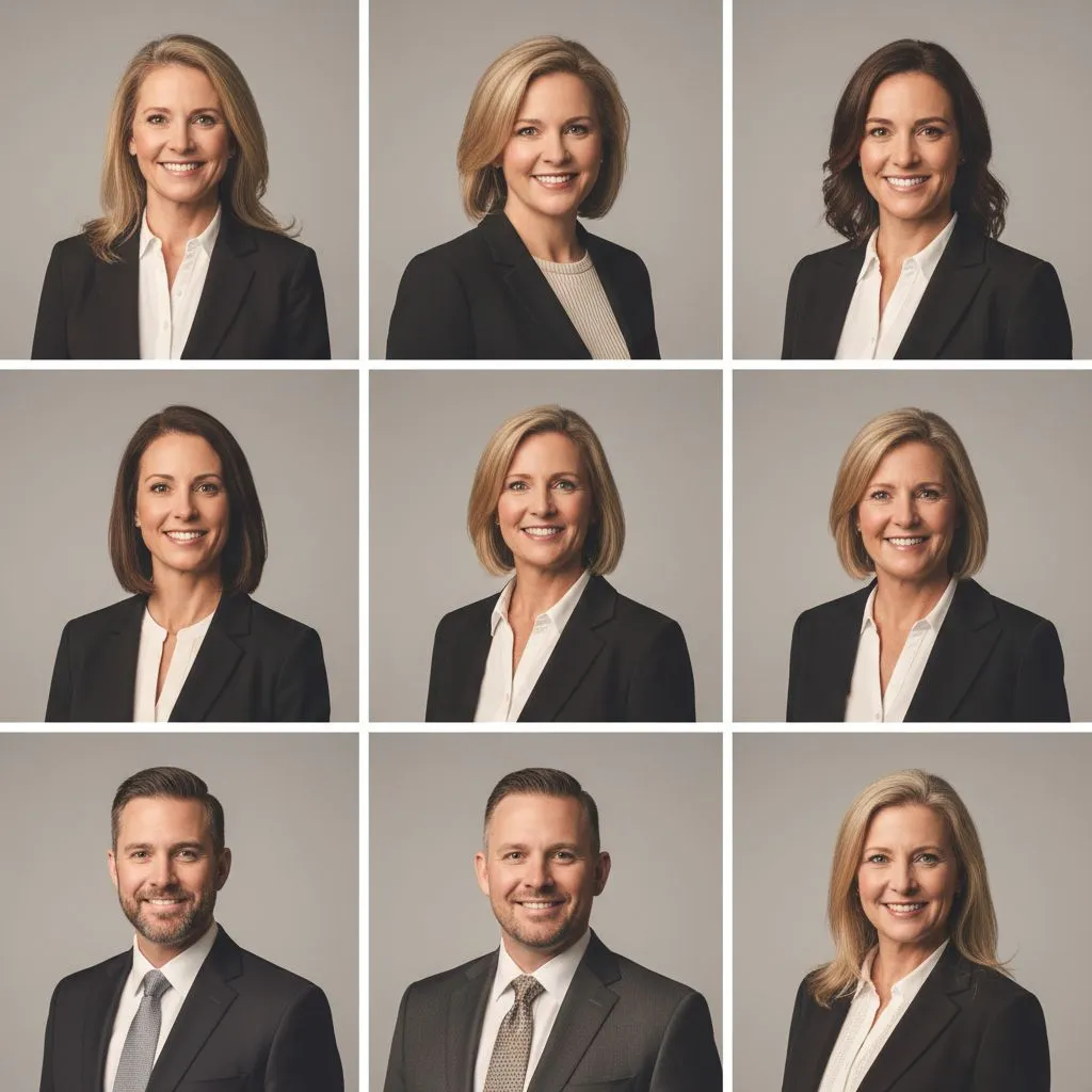 Consistent real estate team headshots with matching background