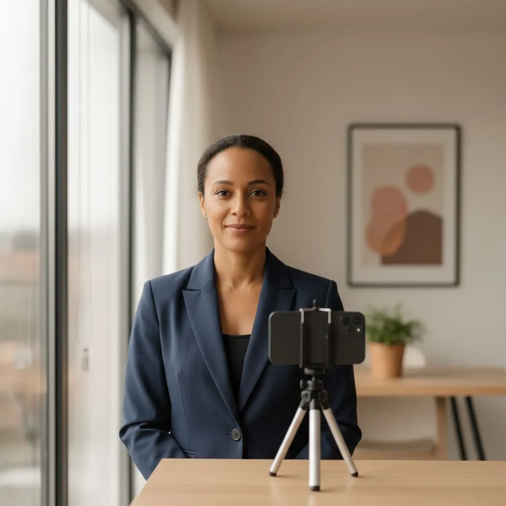 Taking a professional headshot with a smartphone near a window